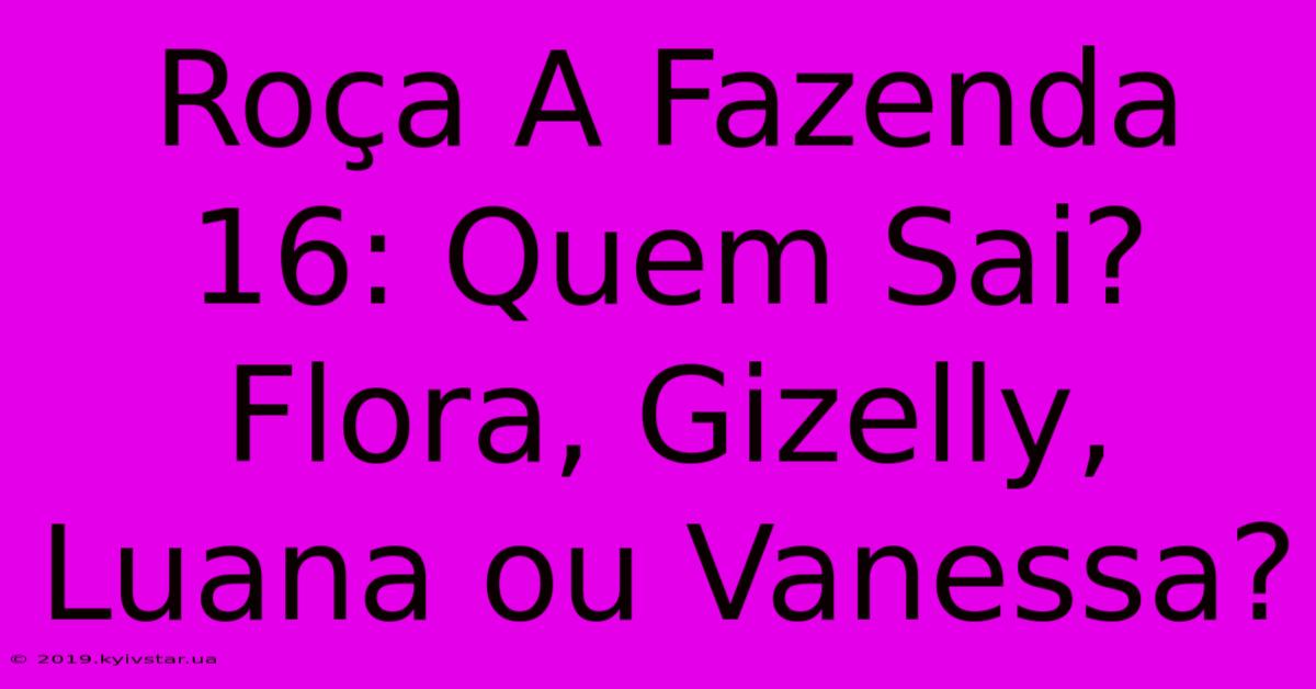 Roça A Fazenda 16: Quem Sai? Flora, Gizelly, Luana Ou Vanessa?