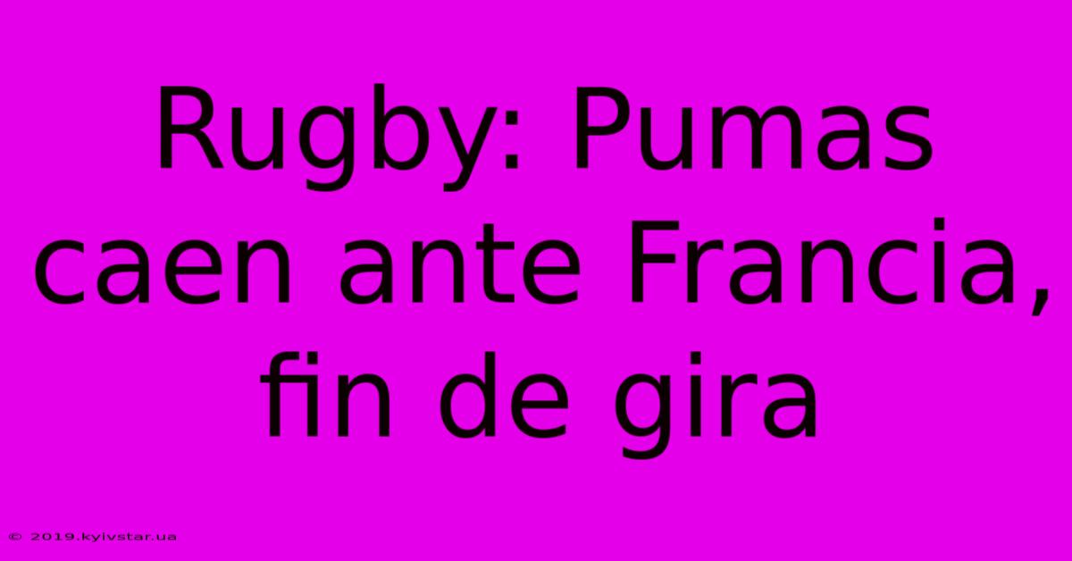 Rugby: Pumas Caen Ante Francia, Fin De Gira