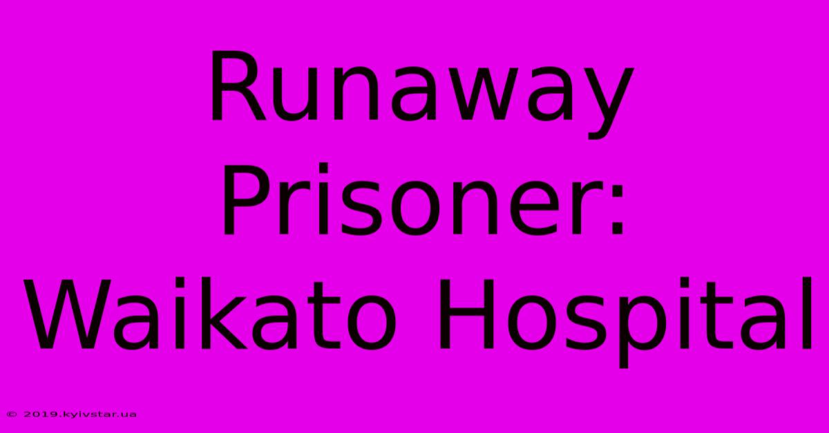 Runaway Prisoner: Waikato Hospital