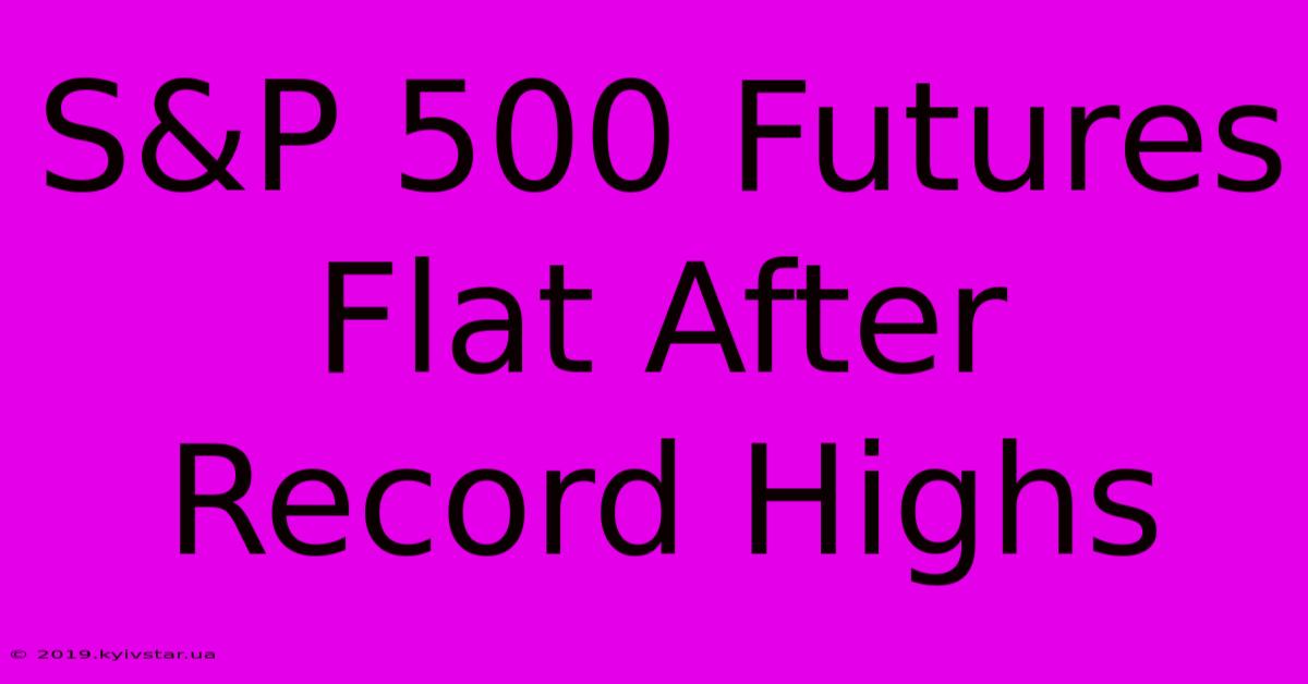 S&P 500 Futures Flat After Record Highs