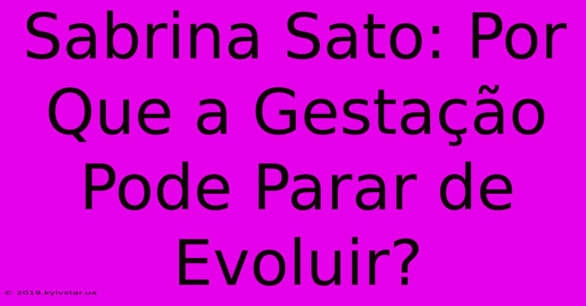 Sabrina Sato: Por Que A Gestação Pode Parar De Evoluir?