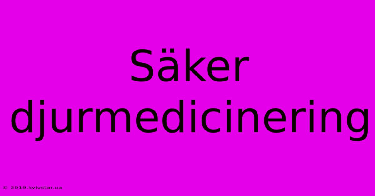 Säker Djurmedicinering