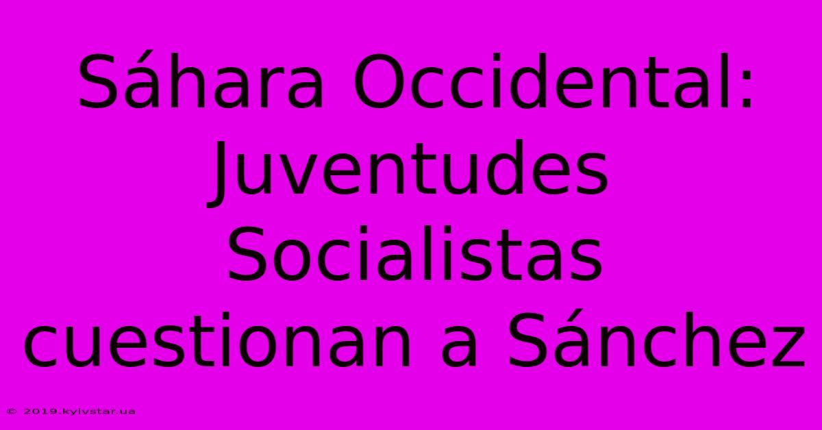 Sáhara Occidental:  Juventudes Socialistas Cuestionan A Sánchez