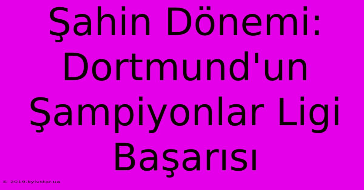 Şahin Dönemi: Dortmund'un Şampiyonlar Ligi Başarısı