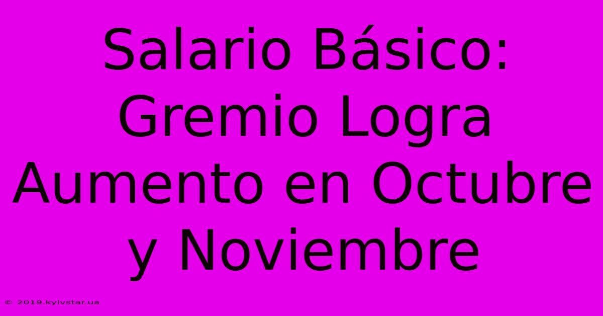 Salario Básico: Gremio Logra Aumento En Octubre Y Noviembre