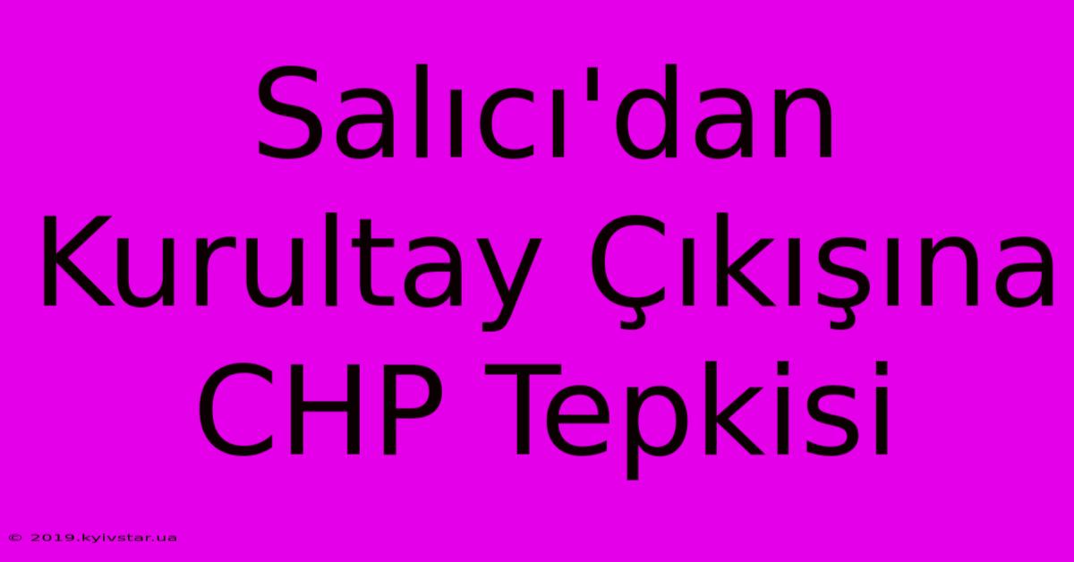 Salıcı'dan Kurultay Çıkışına CHP Tepkisi