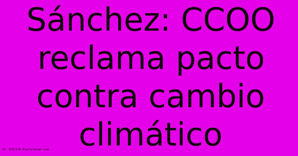 Sánchez: CCOO Reclama Pacto Contra Cambio Climático