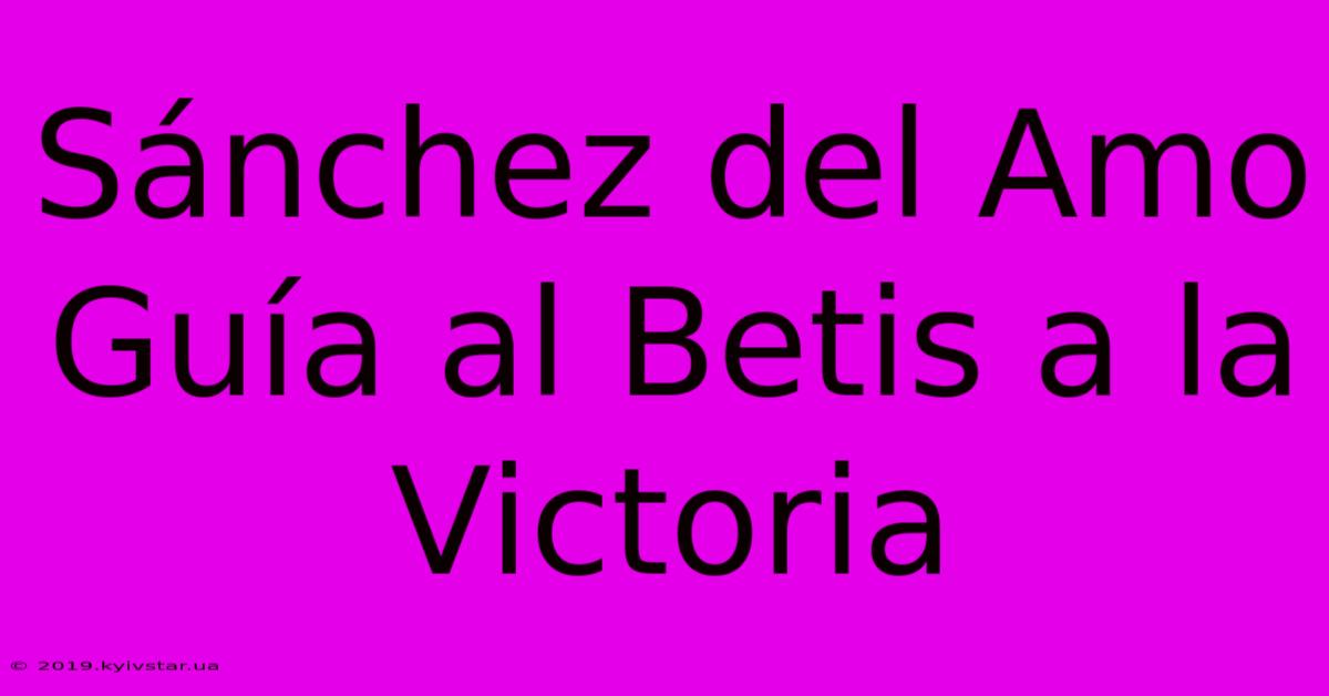 Sánchez Del Amo Guía Al Betis A La Victoria