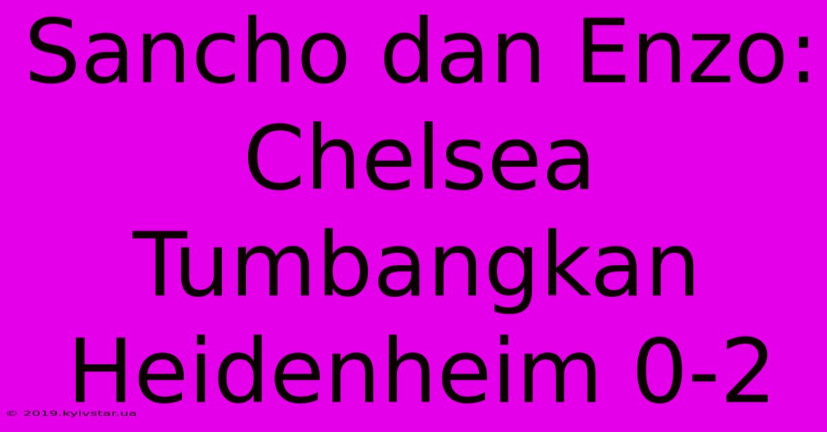 Sancho Dan Enzo: Chelsea Tumbangkan Heidenheim 0-2