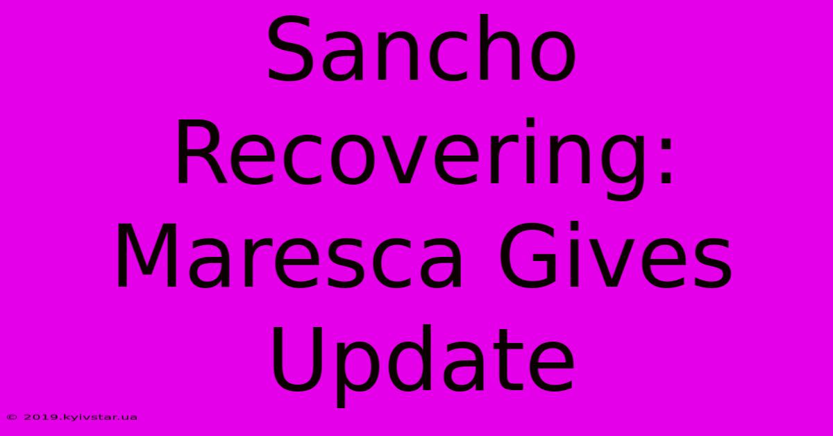 Sancho Recovering: Maresca Gives Update 