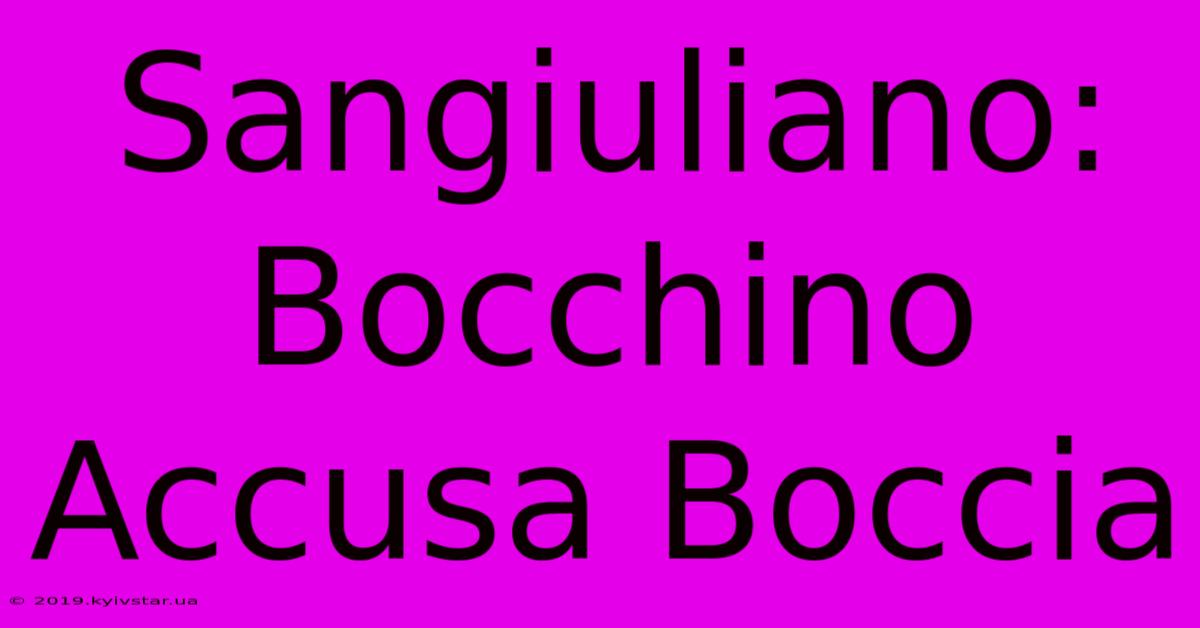 Sangiuliano: Bocchino Accusa Boccia