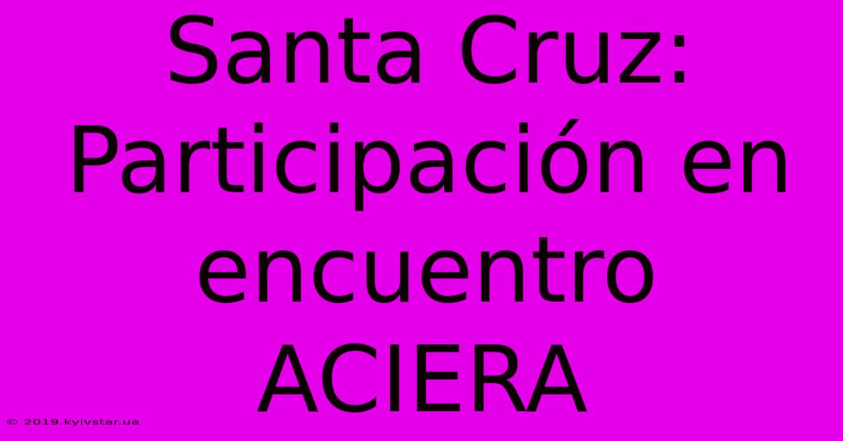 Santa Cruz: Participación En Encuentro ACIERA 