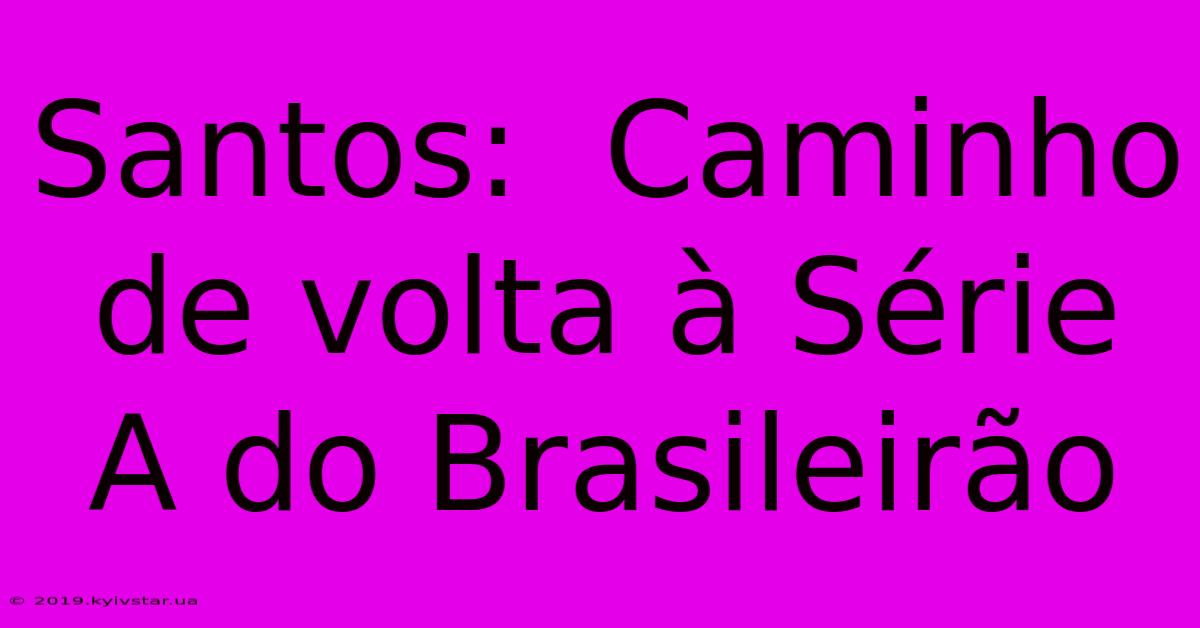 Santos:  Caminho De Volta À Série A Do Brasileirão