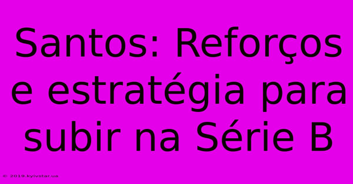 Santos: Reforços E Estratégia Para Subir Na Série B