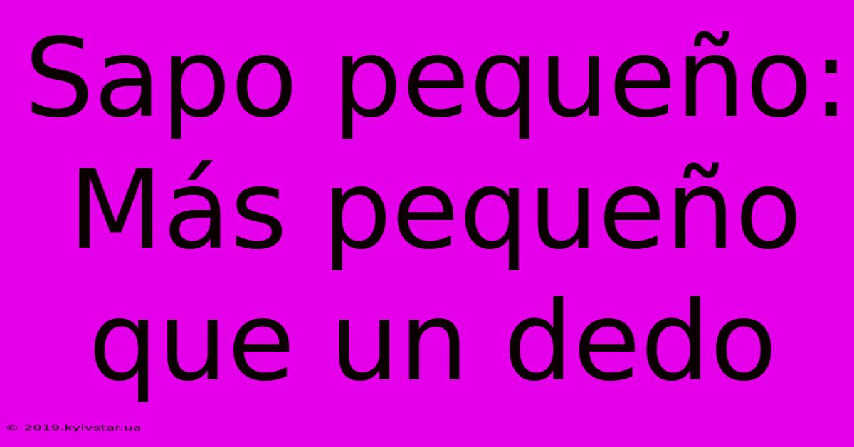 Sapo Pequeño: Más Pequeño Que Un Dedo