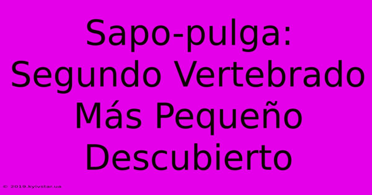 Sapo-pulga: Segundo Vertebrado Más Pequeño Descubierto