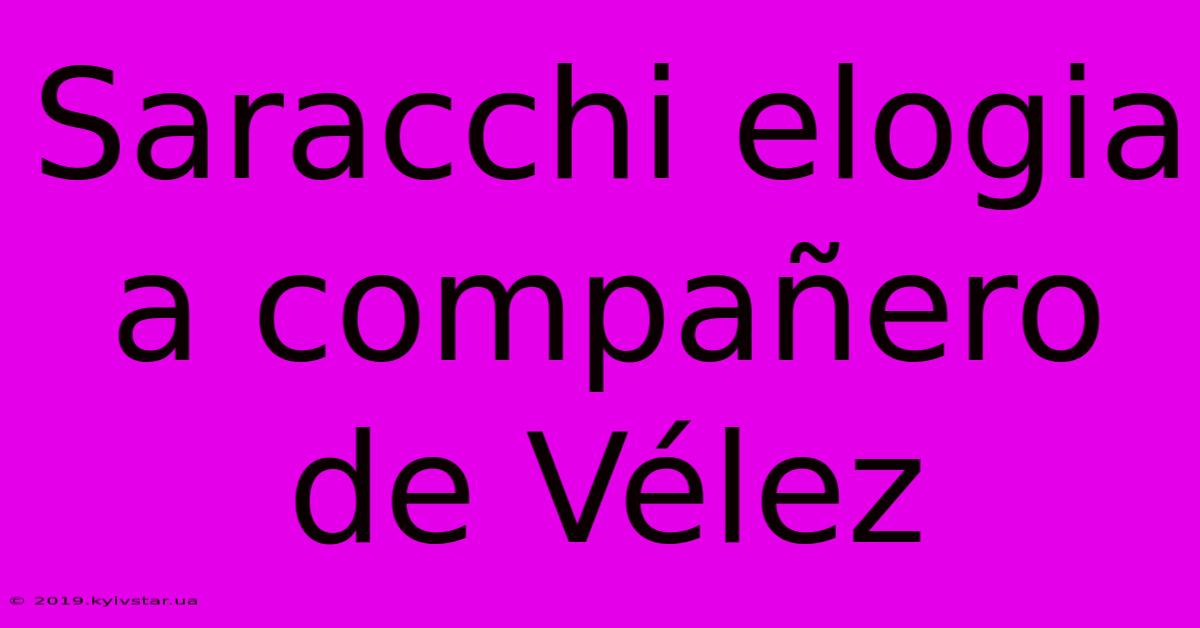 Saracchi Elogia A Compañero De Vélez