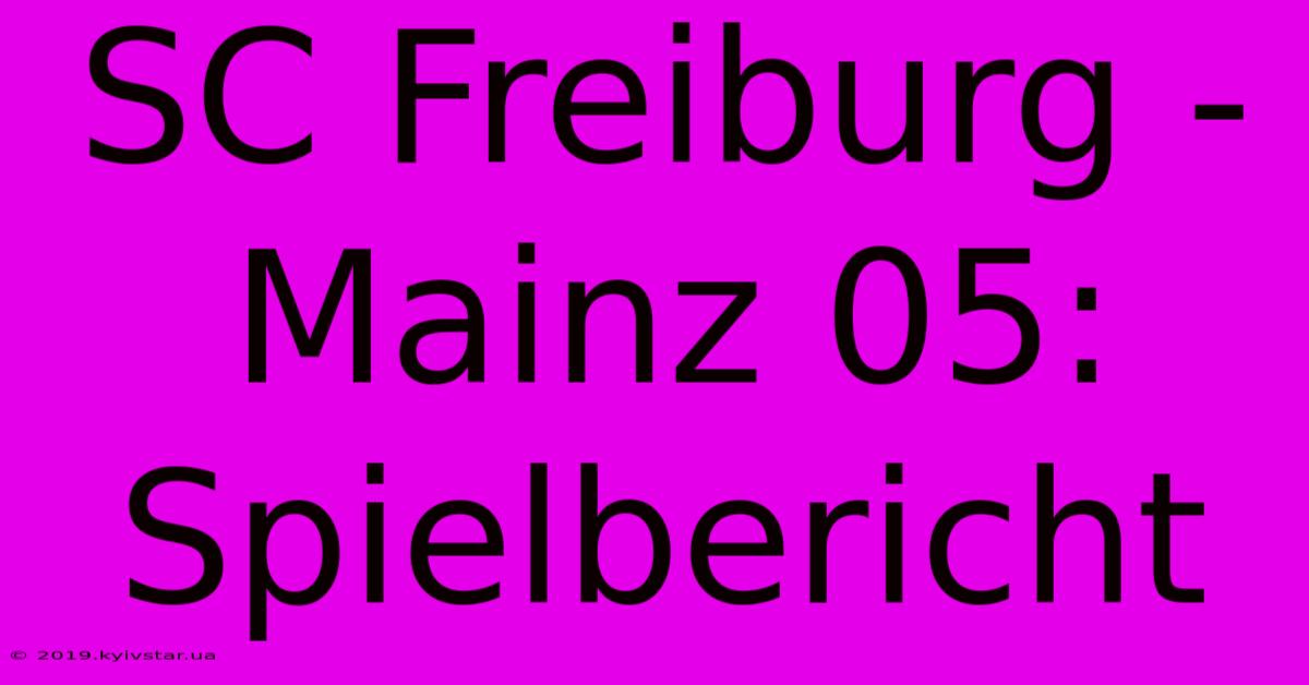 SC Freiburg - Mainz 05: Spielbericht