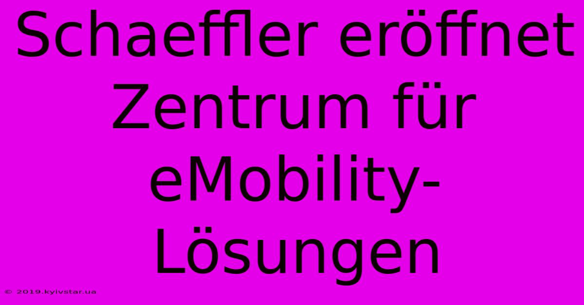 Schaeffler Eröffnet Zentrum Für EMobility-Lösungen