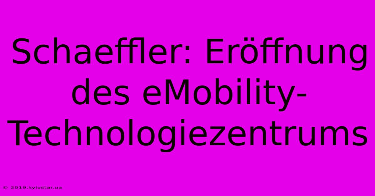 Schaeffler: Eröffnung Des EMobility-Technologiezentrums 