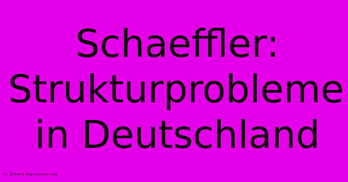 Schaeffler:  Strukturprobleme In Deutschland