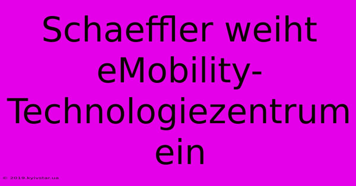 Schaeffler Weiht EMobility-Technologiezentrum Ein