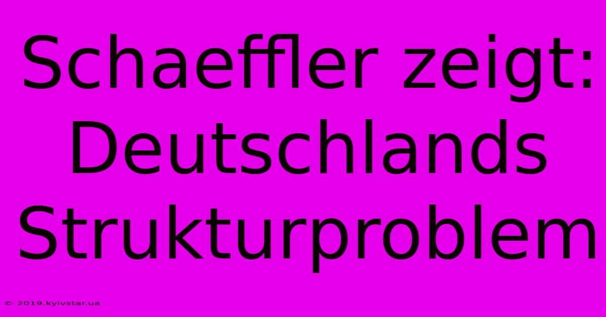 Schaeffler Zeigt: Deutschlands Strukturproblem 