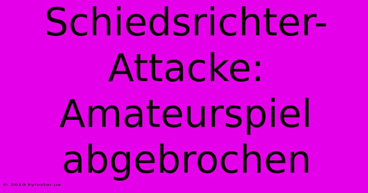 Schiedsrichter-Attacke: Amateurspiel Abgebrochen