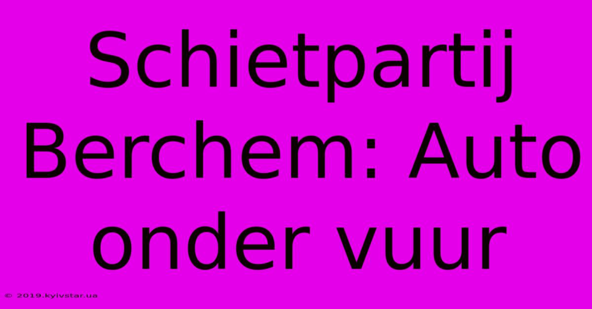 Schietpartij Berchem: Auto Onder Vuur