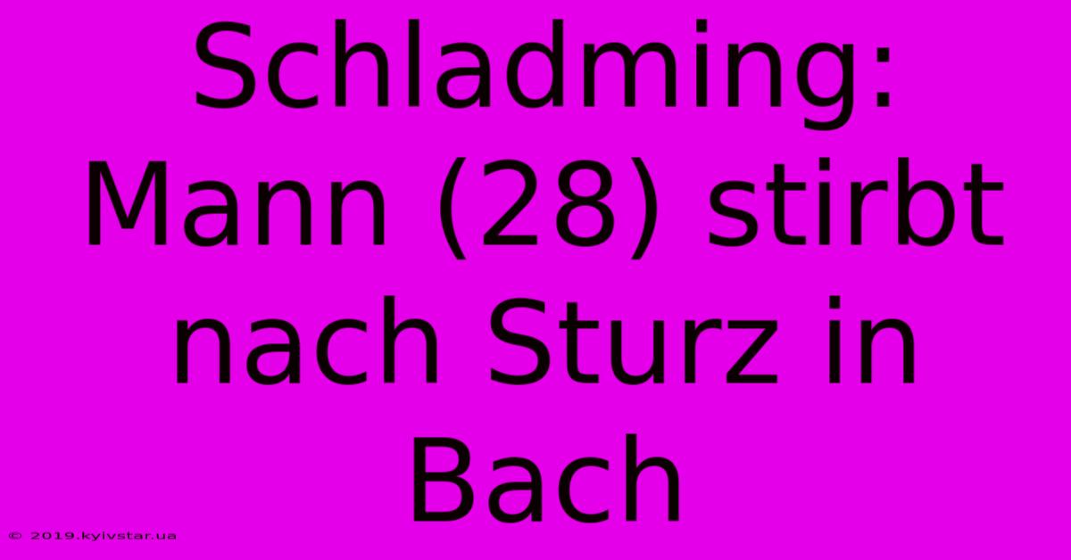 Schladming: Mann (28) Stirbt Nach Sturz In Bach