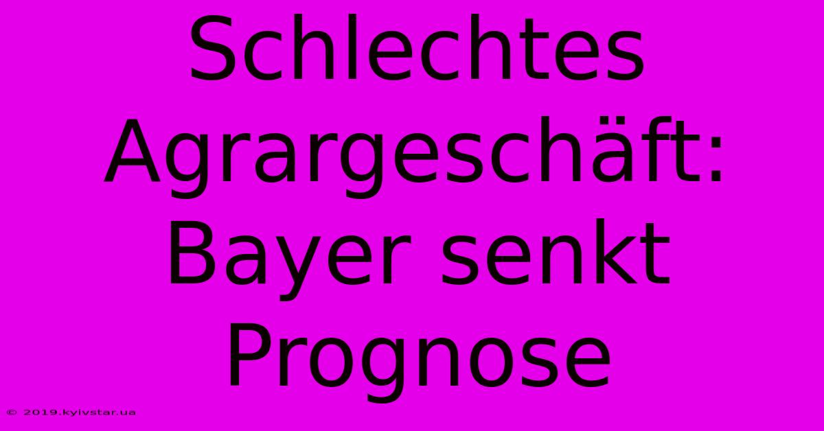 Schlechtes Agrargeschäft: Bayer Senkt Prognose