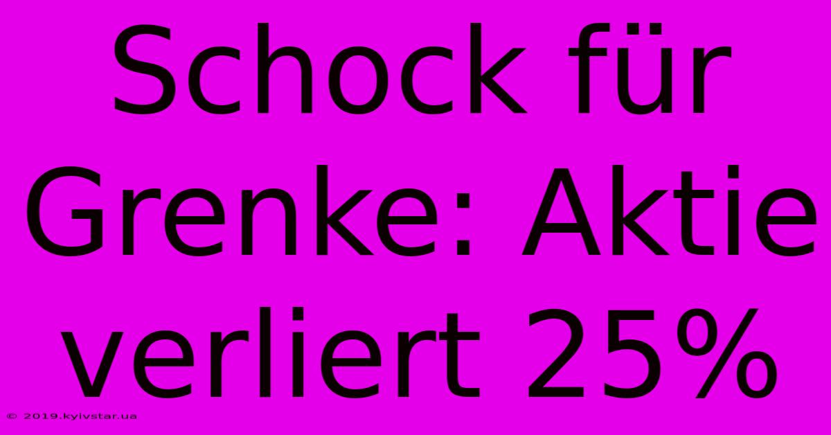 Schock Für Grenke: Aktie Verliert 25%