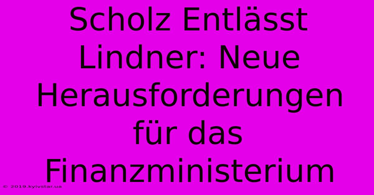 Scholz Entlässt Lindner: Neue Herausforderungen Für Das Finanzministerium 