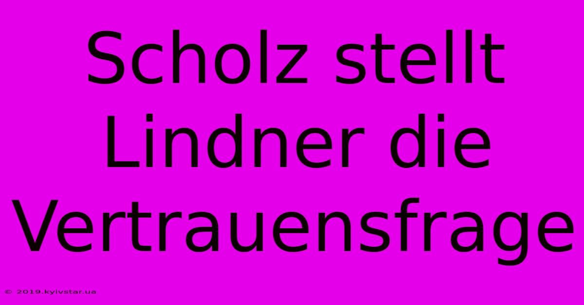 Scholz Stellt Lindner Die Vertrauensfrage