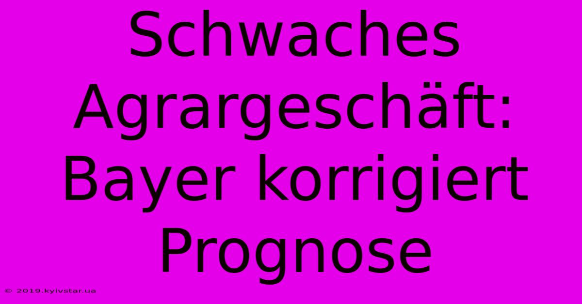 Schwaches Agrargeschäft: Bayer Korrigiert Prognose