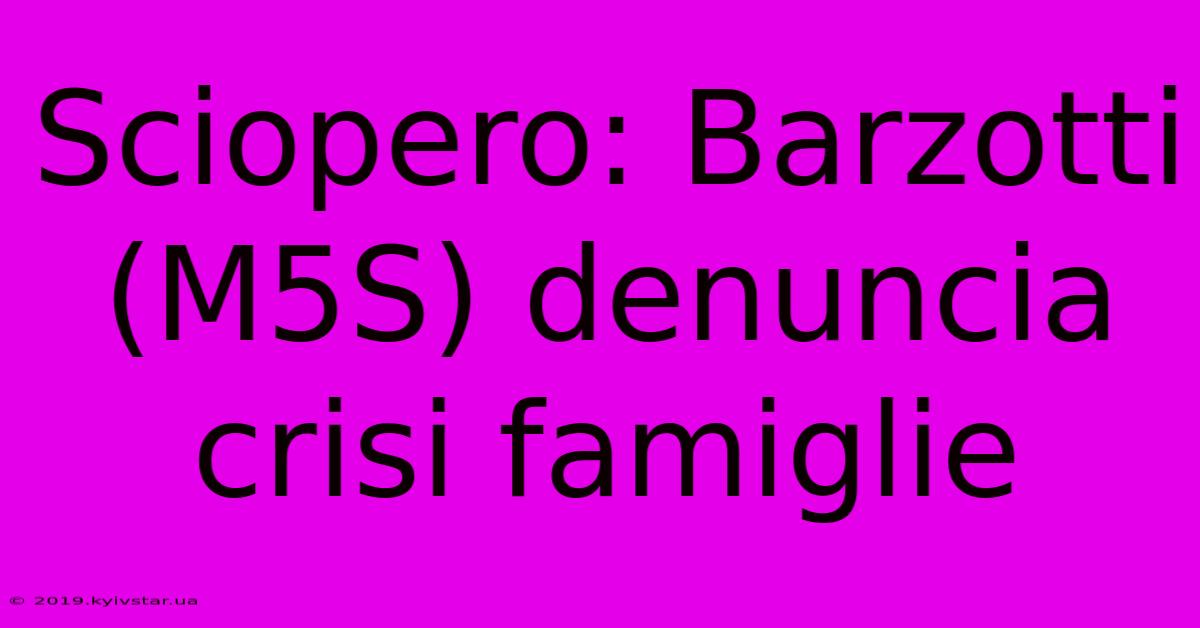 Sciopero: Barzotti (M5S) Denuncia Crisi Famiglie