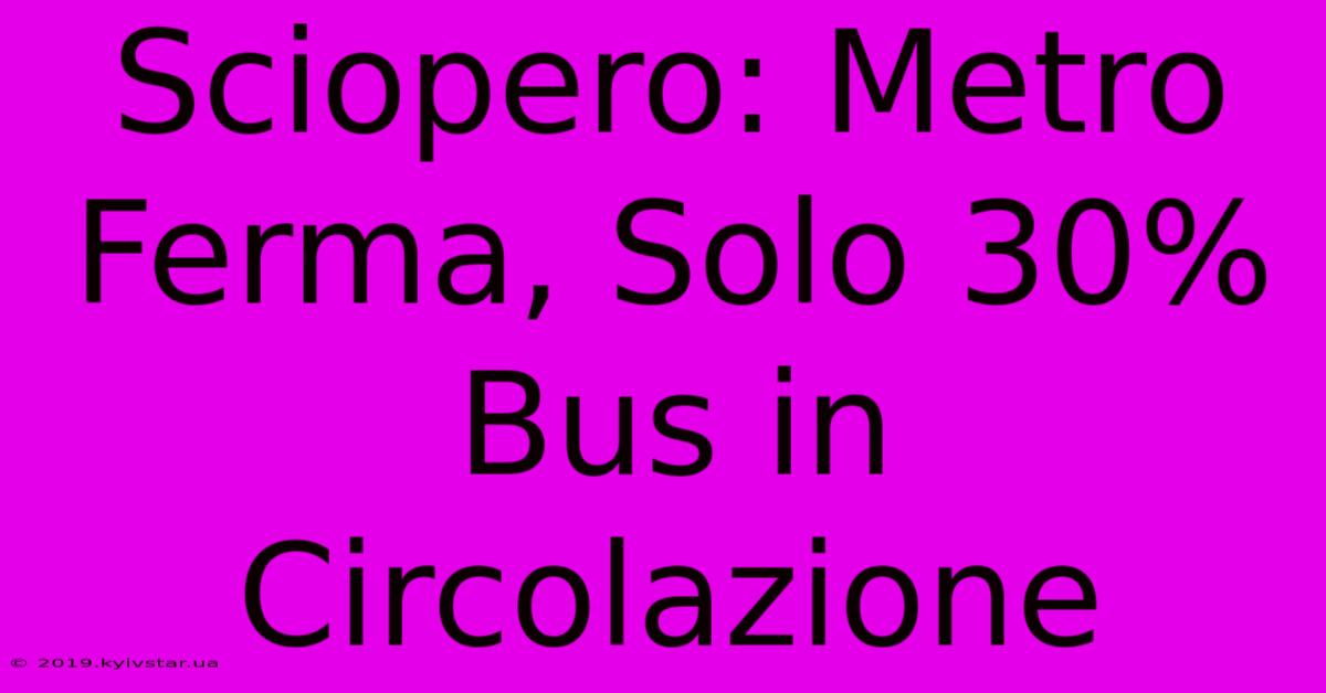 Sciopero: Metro Ferma, Solo 30% Bus In Circolazione