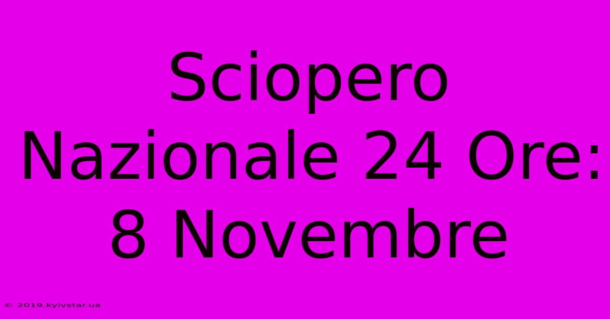 Sciopero Nazionale 24 Ore: 8 Novembre