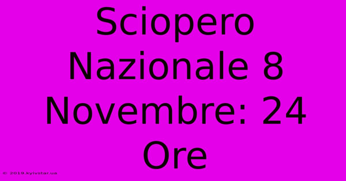 Sciopero Nazionale 8 Novembre: 24 Ore