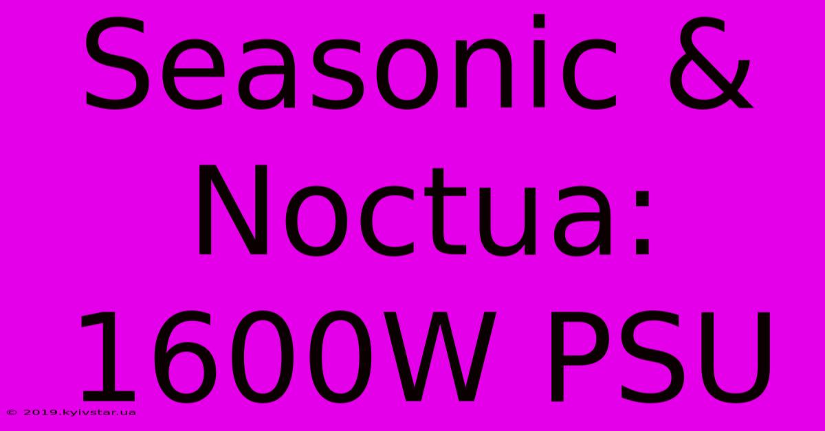 Seasonic & Noctua: 1600W PSU