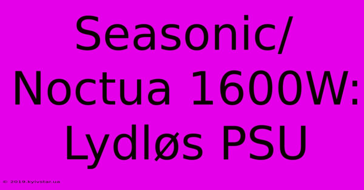 Seasonic/Noctua 1600W: Lydløs PSU