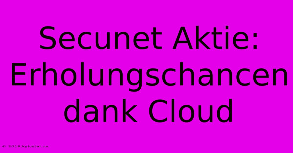 Secunet Aktie: Erholungschancen Dank Cloud