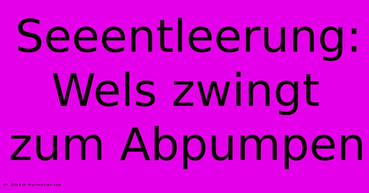 Seeentleerung: Wels Zwingt Zum Abpumpen