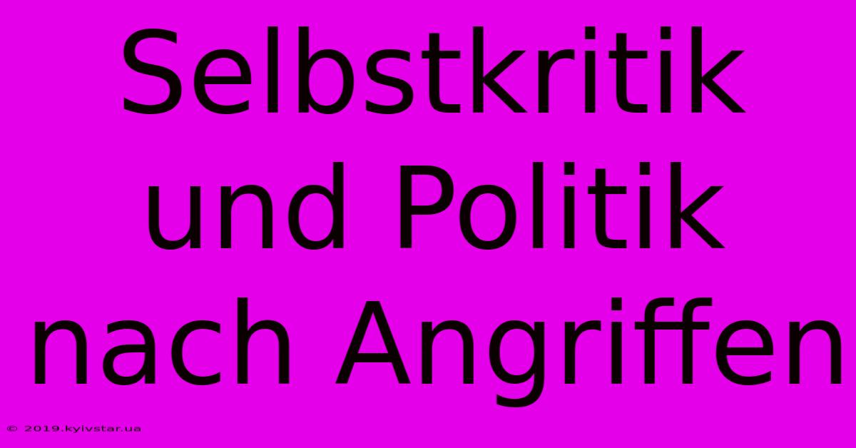 Selbstkritik Und Politik Nach Angriffen 