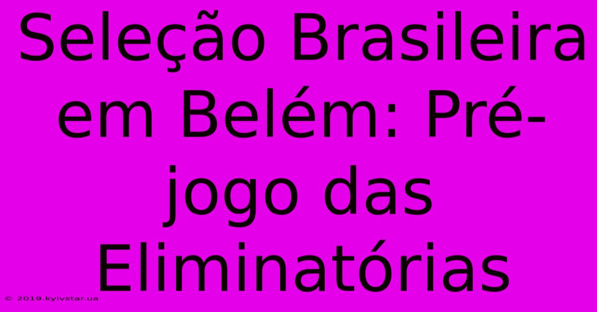 Seleção Brasileira Em Belém: Pré-jogo Das Eliminatórias