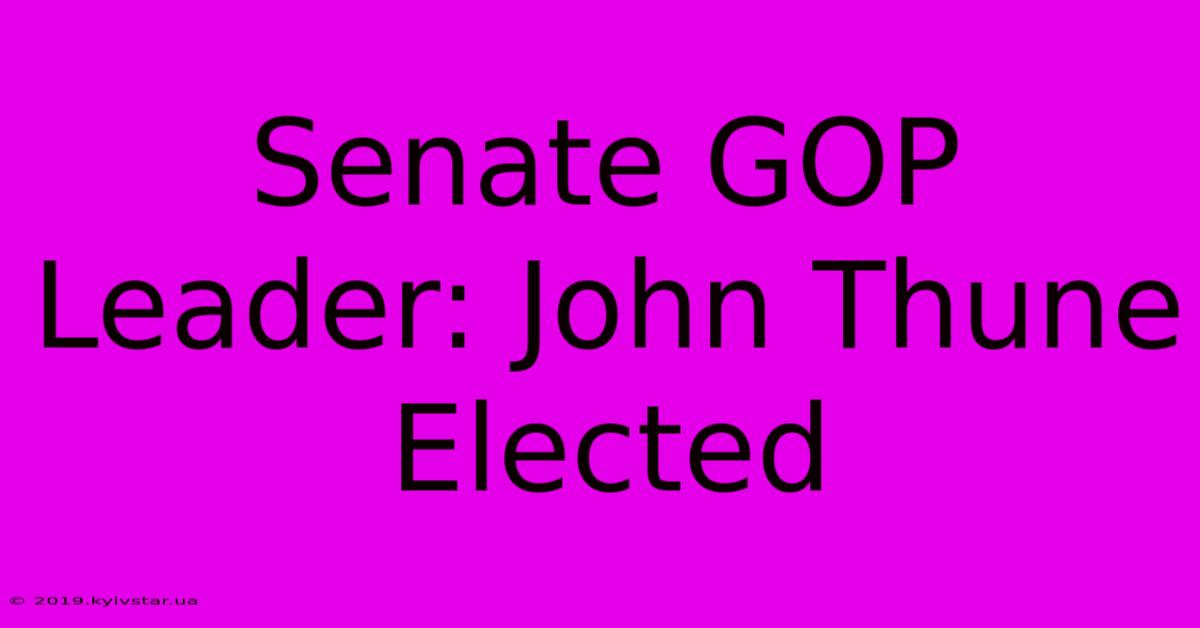 Senate GOP Leader: John Thune Elected