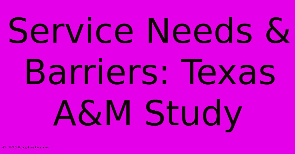 Service Needs & Barriers: Texas A&M Study