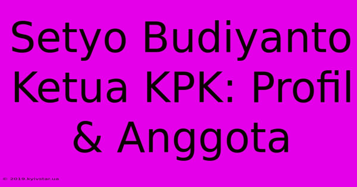 Setyo Budiyanto Ketua KPK: Profil & Anggota