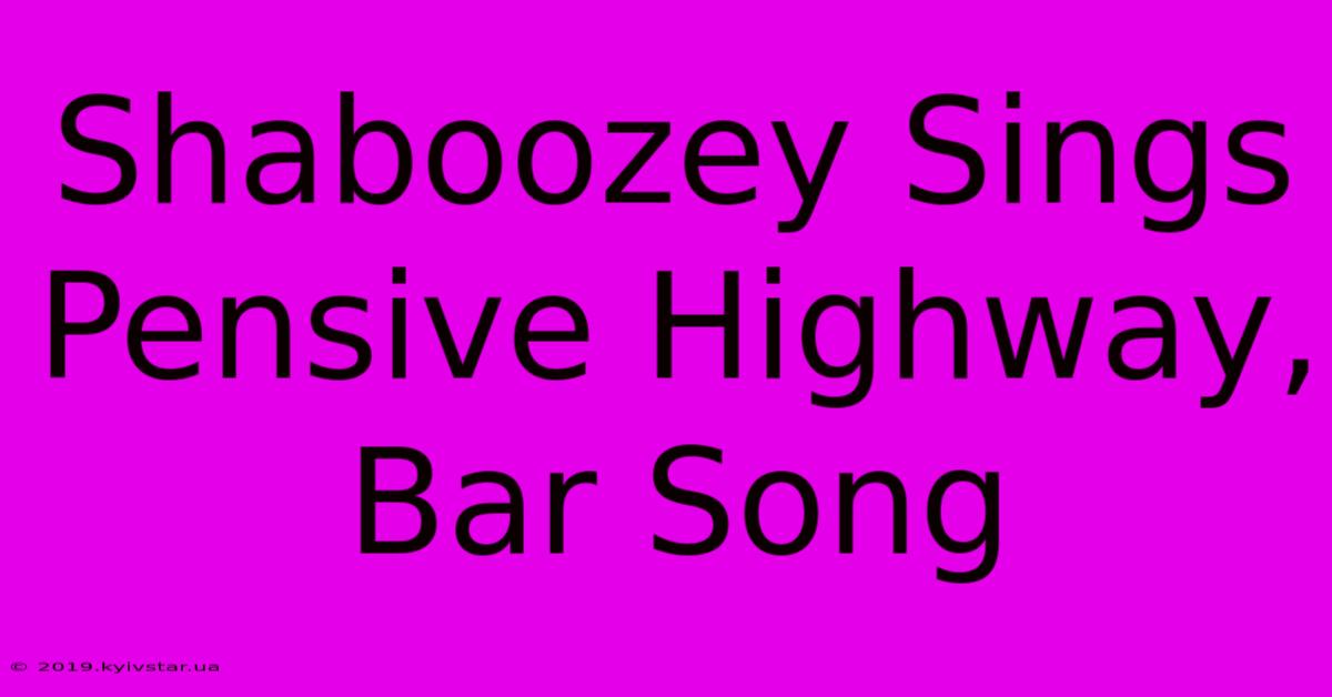 Shaboozey Sings Pensive Highway, Bar Song