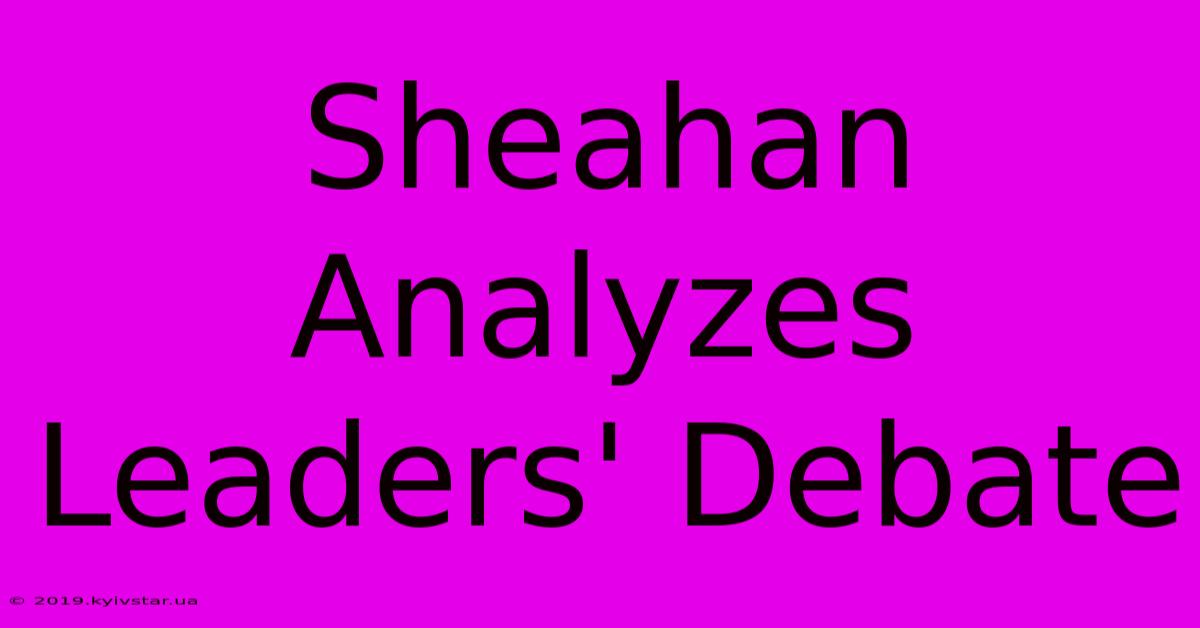 Sheahan Analyzes Leaders' Debate